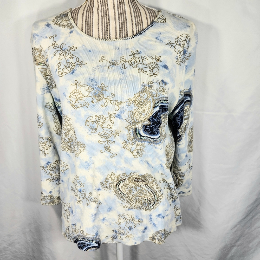 madison & Max NWOT Multicolored Floral & Paisley Print Cotton Top Size Medium